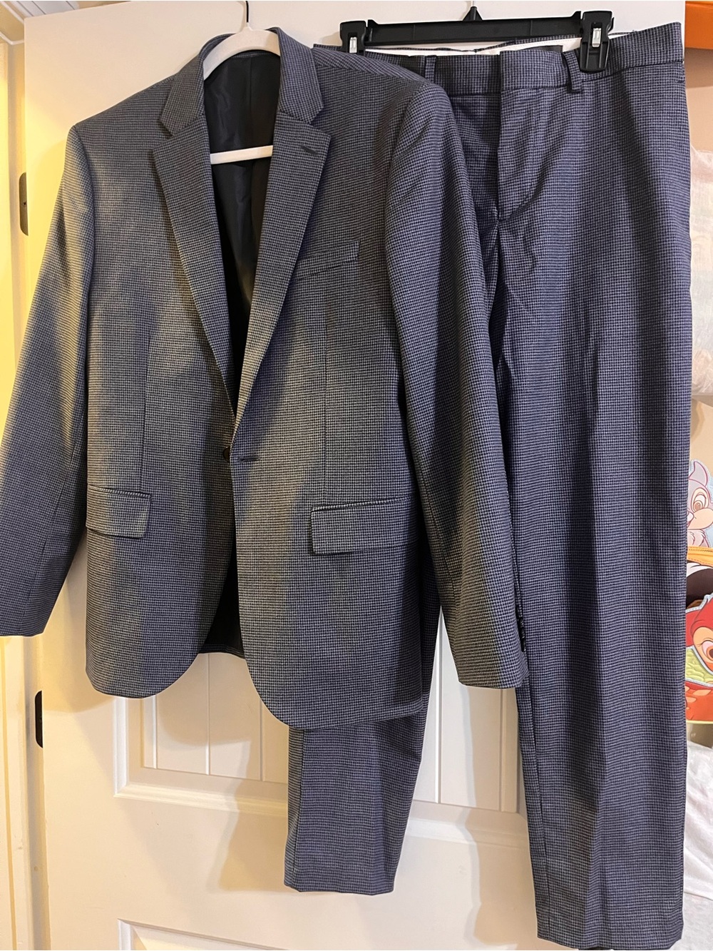 H&M Men's Charcoal Micro-Check Suit Jacket & Trousers